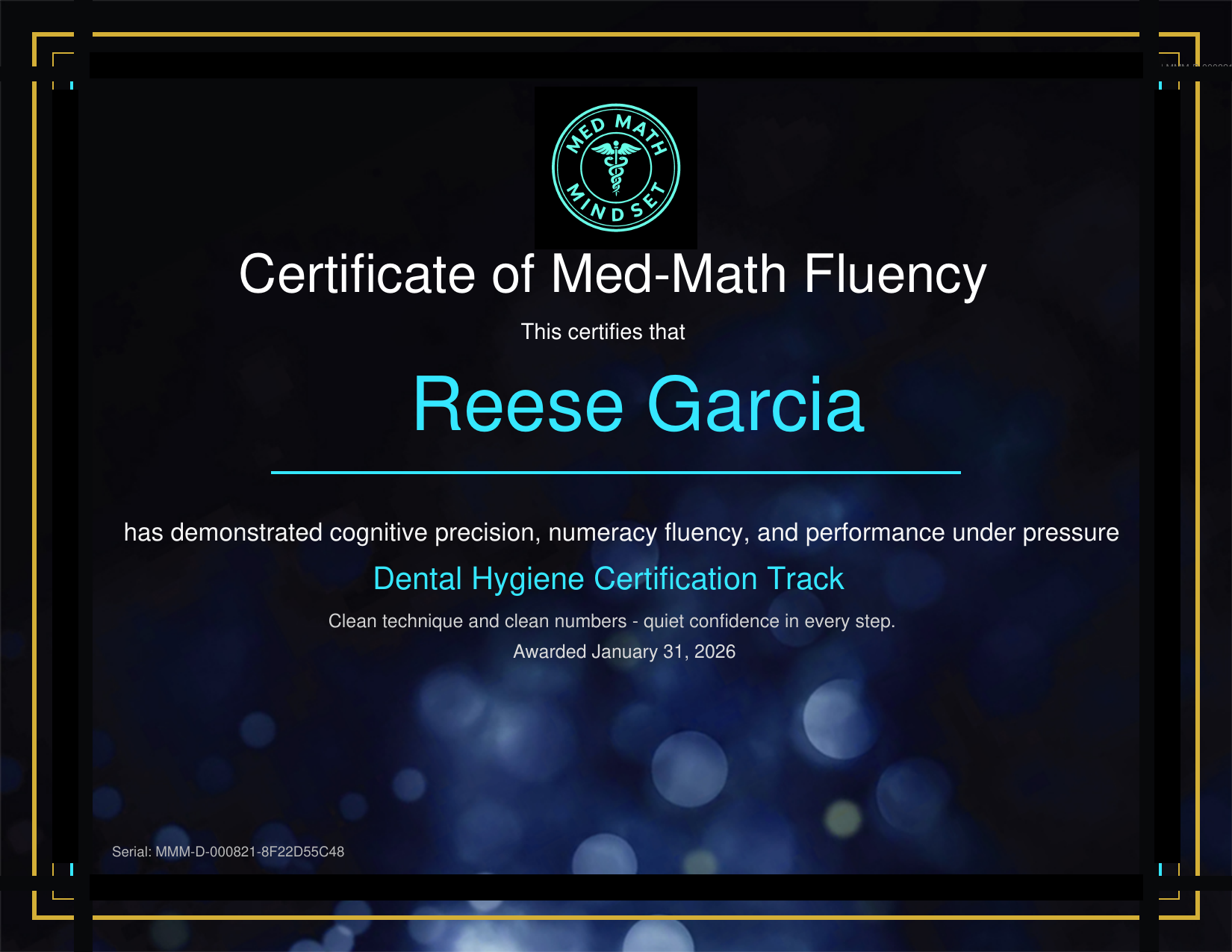 Sample certificate preview