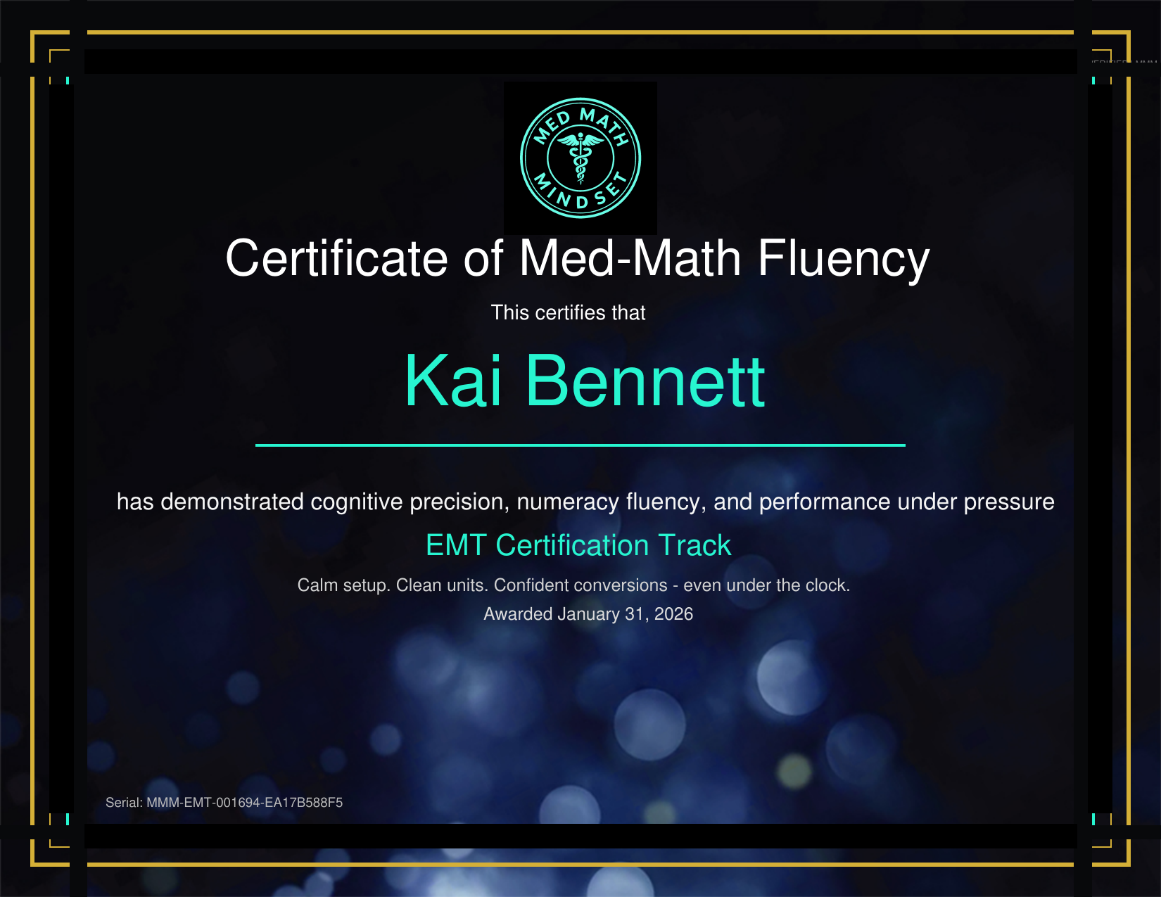 Sample certificate preview