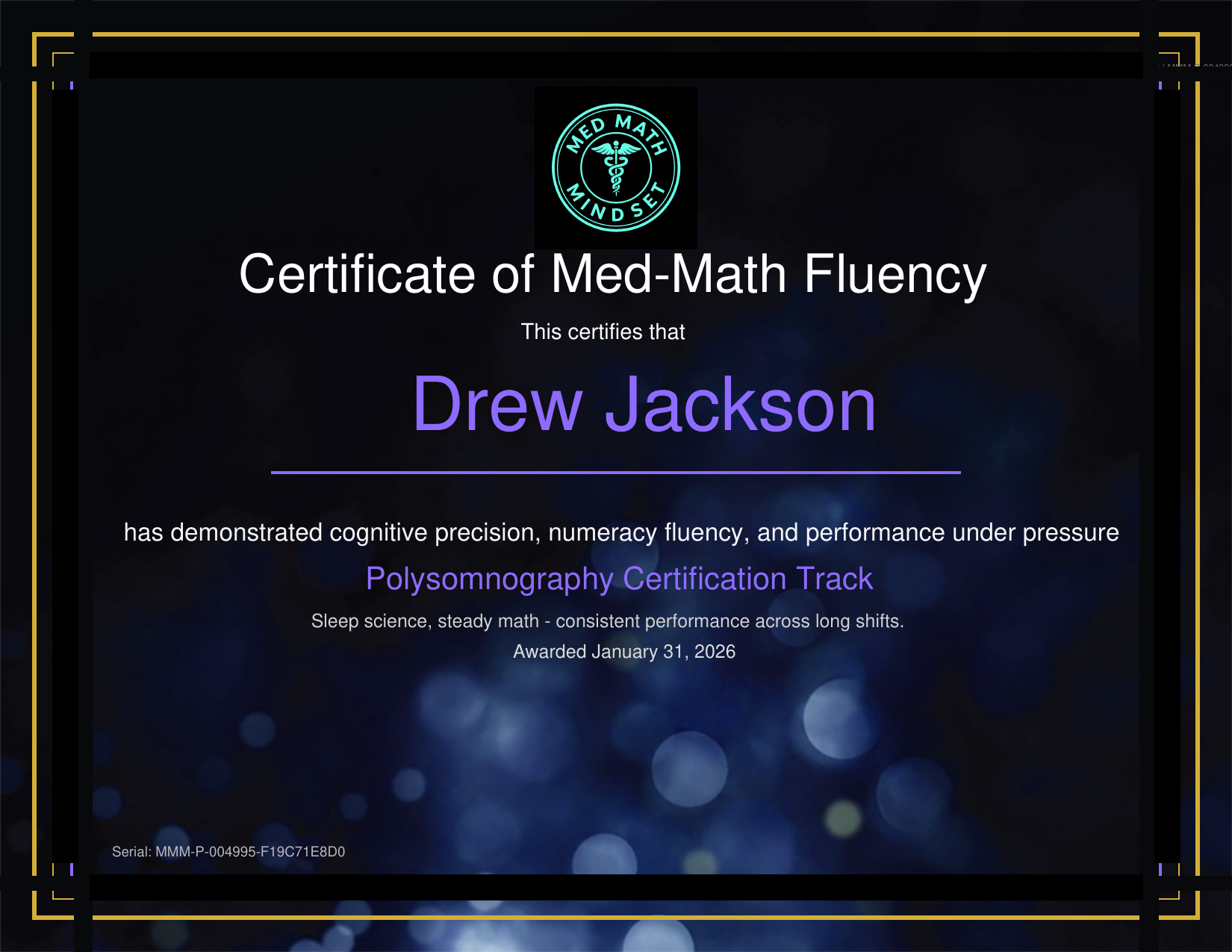 Sample certificate preview