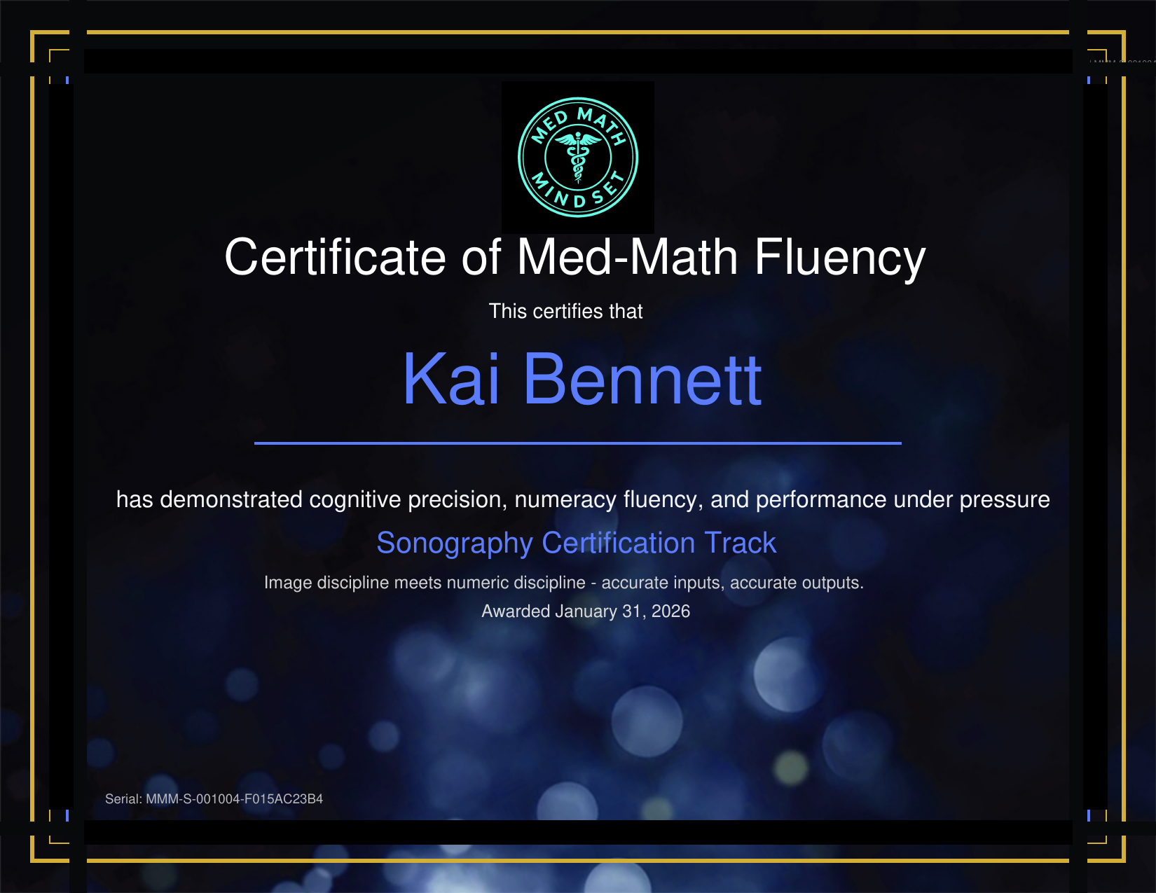 Sample certificate preview