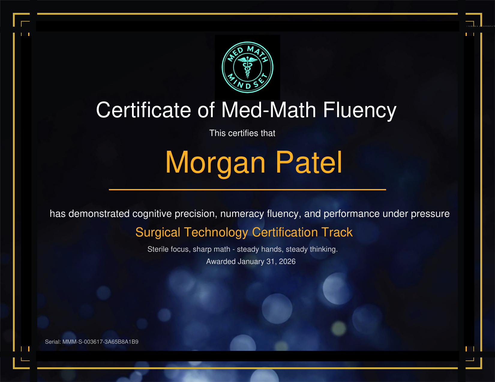 Sample certificate preview